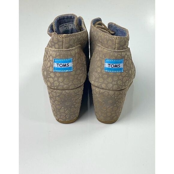 TOMS Desert 380813 Moroccan Wedge Bootie Suede Lace Up Womens Size W9 Taupe BK11 - Picture 5 of 8